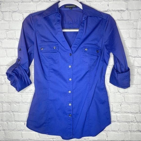 Express Tops - Express Design Studio Size XS Iridescent Blue Purple Fitted Button Career Shirt